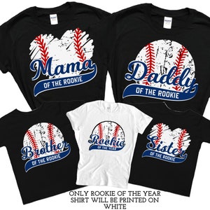 Chemise 1er anniversaire de recrue de l'année, chemise d'anniversaire de baseball recrue, t-shirts d'anniversaire de baseball familial, maman papa de la recrue, tout-petit