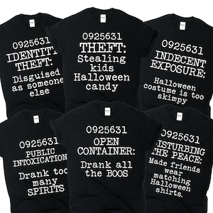 Group Halloween Shirts, Matching Halloween Costume Party T-Shirts, Couples Costumes, Costumes for friends family, Prisoner Inmate tshirts