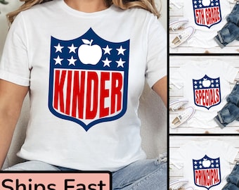 Camisetas para profesores de fútbol, camisetas para personal escolar, camisetas personalizadas para profesores de jardín de infantes, primero, segundo, tercero, cuarto y quinto grado, regalo para el equipo docente.