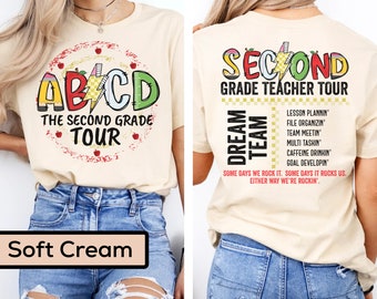 Leraar shirts tweede leerjaar, team leraar tshirts, terug naar school leraar shirt, shirt leraar 2e leerjaar, ABCD Tee Rock dit schooljaar Tee
