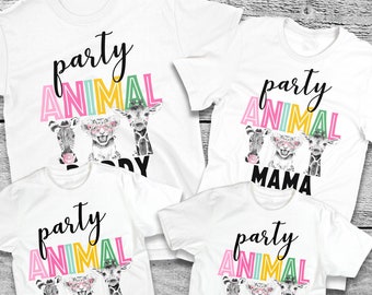 Party Animal Shirt, Zoo Birthday Party Shirts, Adult Tshirt, Toddler t-shirt, Safari Animals Birthday Decoarations, Party Animals t shirt