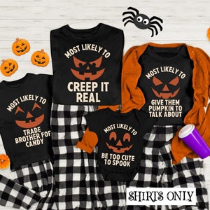 Matching Family Halloween Shirts, Family Group Halloween Shirt, Matching Halloween Outfits Shirts, Family Halloween Costumes, Most Likely To
