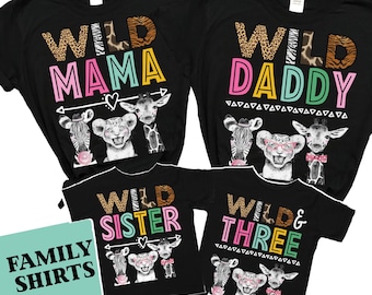 Wild and Three Shirt, 3rd Birthday Shirt, Family Birthday Shirt Set, Young and Wild Set, Girl's Birthday Shirt, Third Birthday, Family, Boy