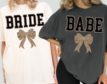 Coquette Bachelorette Party Shirts, Comfort Color Bridal party Shirt, Bachelorette Tshirts, Bridesmaid Announcement Gifts, Cheetah Bow Tees