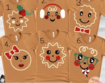 Family Christmas Shirt, Group Matching Christmas outfits,  Funny Gingerbread  Faces Christmas Party Tees, Matching Family Christmas Shirts,