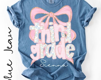 Custom 3rd Grade Girl Shirt,Coquette Bow Back to School Tee, First Day of 3rd Grade, Comfort Colors School Shirt, Third Grade Back to School