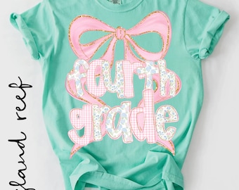 4th Grade Girl Shirt, Coquette Bow Back to School Tee, First Day of 4th Grade Shirt,Comfort Colors School Shirt, Fourth Grade Back to School