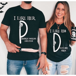 Camisas divertidas de Halloween para parejas, camisas de Halloween para parejas, suéteres para parejas, camisetas divertidas de Halloween a juego camisetas de Halloween fiesta de Halloween