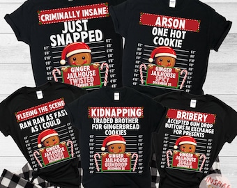 Family Christmas Shirt, Group Matching Christmas outfits,  Funny Gingerbread Inmate Christmas Party Tees, Matching Family Christmas Shirts