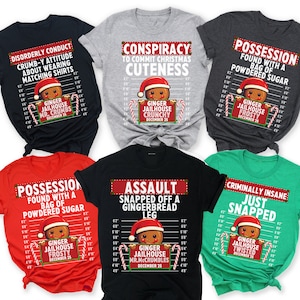 Family Group Gingerbread Crimes Christmas Shirt, Matching Christmas outfits, Matching Family Christmas Shirts, North Pole Correctional Tees