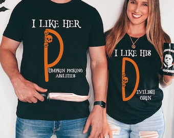 Funny Couples Halloween Shirts, Couple Halloween Shirts, Couple Sweaters, Funny Halloween T-Shirt Matching Halloween TShirts Halloween Party