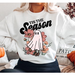 Halloween Sweatshirt, Halloween Sweaters, Cute Fall Pullovers, Cute Teacher Halloween TShirts, Mom Halloween T-Shirts, Ghost Tee, for women