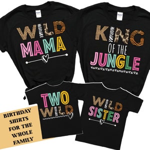 Camiseta de mamá salvaje, camiseta de cumpleaños Two Wild, camiseta de segundo cumpleaños, camiseta familiar Two Wild, camisetas Two Wild a juego, camiseta Two Wild, estampado de leopardo
