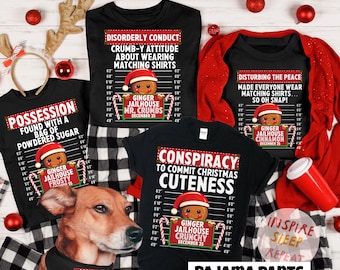 Family Christmas Pajamas, Matching Holiday Pajamas for Family, Christmas PJs, Family Christmas Shirts, Gingerbread North Pole Correctional