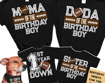 Football Birthday Football Shirts, Football First Birthday Shirt, Heart Football, Boys First Birthday, Football Mom Dad, Family Matching
