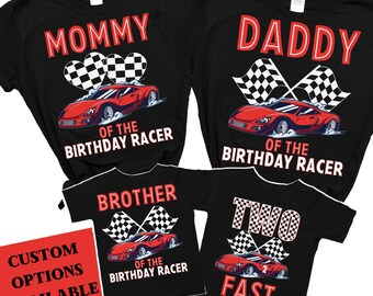 Two Fast Birthday Shirt, Race Car Birthday Shirt, 2nd Birthday Outfit, 2nd Birthday Shirt, Matching Family Birthday Racer Shirt Personalized
