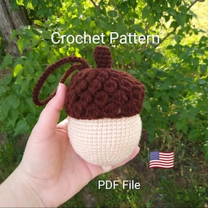 Acorn Wristlet Pouch CROCHET PATTERN, drawstring, oak nut purse, fiber art cottage core fairy style forest accessory digital download