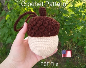 Acorn Wristlet Pouch CROCHET PATTERN, drawstring, oak nut purse, fiber art cottage core fairy style forest accessory digital download