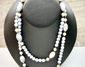 Vintage Picasso Jasper Necklace, Vintage Beaded Picasso Jasper Necklace, Beaded Polished Gemstone Picasso Jasper Necklace, Polished Jasper