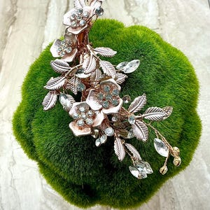 Vintage sterling silver rose, hair clip, wedding veil clip Classic Ravish Diamond White Rose Flower Hair Clip - Clip 416 main image 2