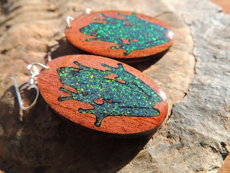Black Lava Opal and Katalox Froggy went a courtin/' Earrings