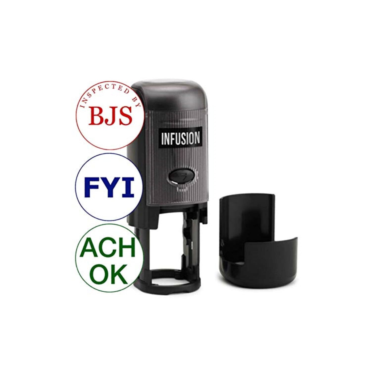 3/4 Diameter Black Infusion Custom Logo Round Self-Inking Rubber Stamp 3/4 Diameter Black Infusion Custom Logo Round Self-Inking Rubber Stamp