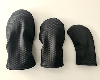 Custom golf headcovers | black hexagon | unique golf gifts | golf accessories | golf club covers