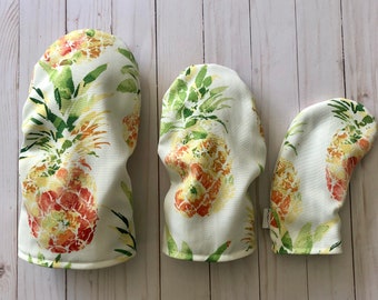 Pineapple golf headcovers | tropical golf gifts | golf accessories | golf club covers
