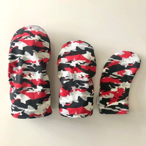 Rode camouflage golf hoofddeksels | golfcadeaus | golf accessoires | golfclub covers