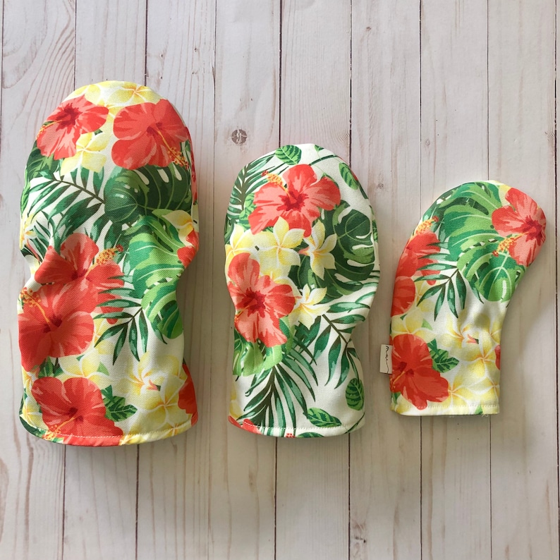 Tropical Flowers Golf Head Covers Golf Gifts Golf Accessories Golf Club