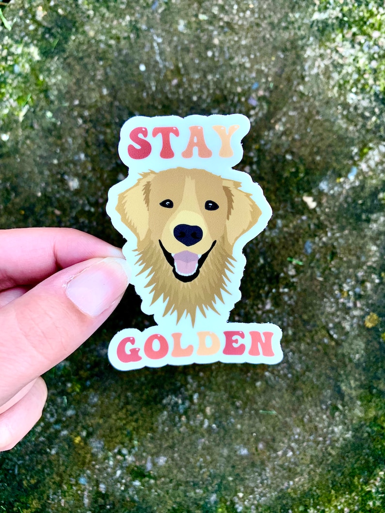 Golden Retriever Vinyl Sticker Stay Golden - Etsy