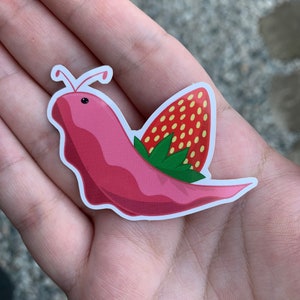 Cute Strawberry Snail Sticker, strawberry snail, vinyl sticker