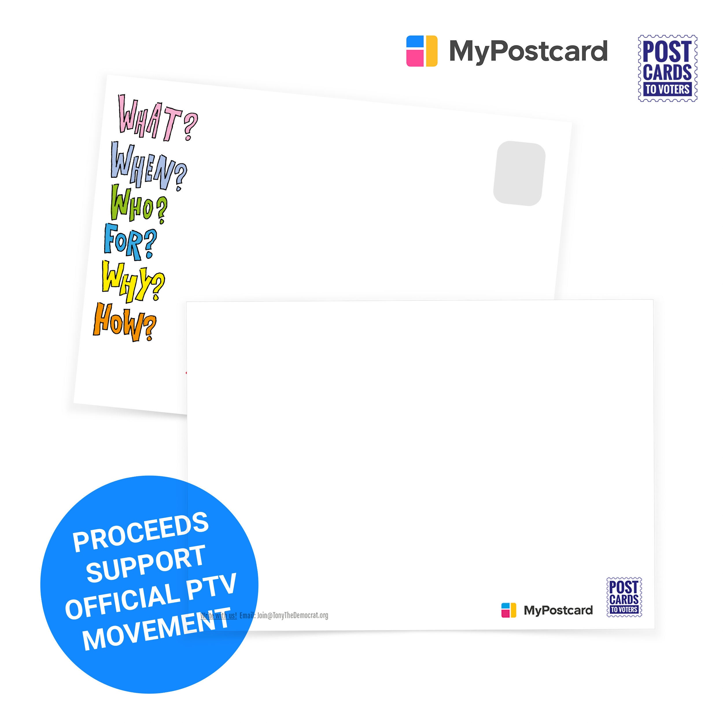Postcard Questionnaires Postcards to Voters - Questionnaire Colorful - Etsy