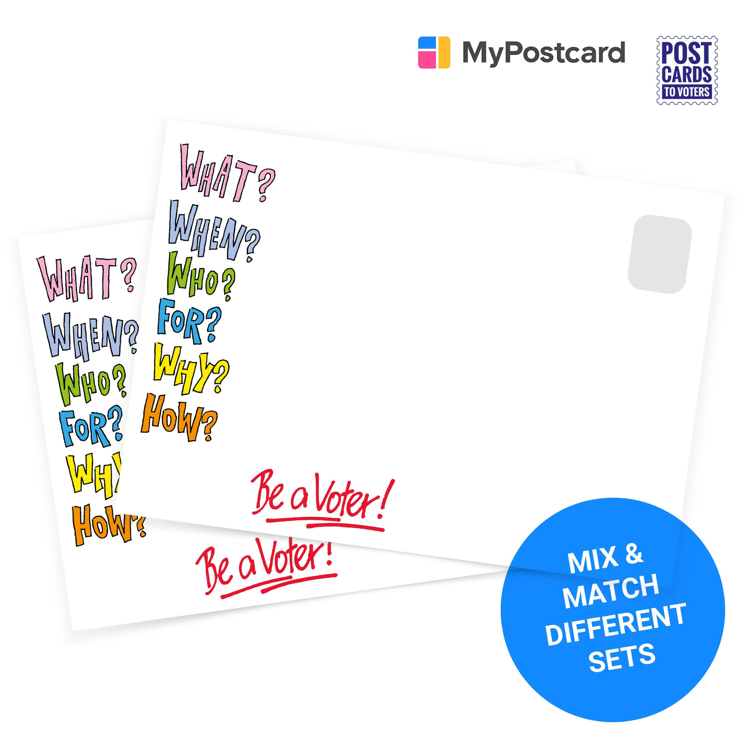 Postcard Questionnaires Postcards to Voters - Questionnaire Colorful - Etsy