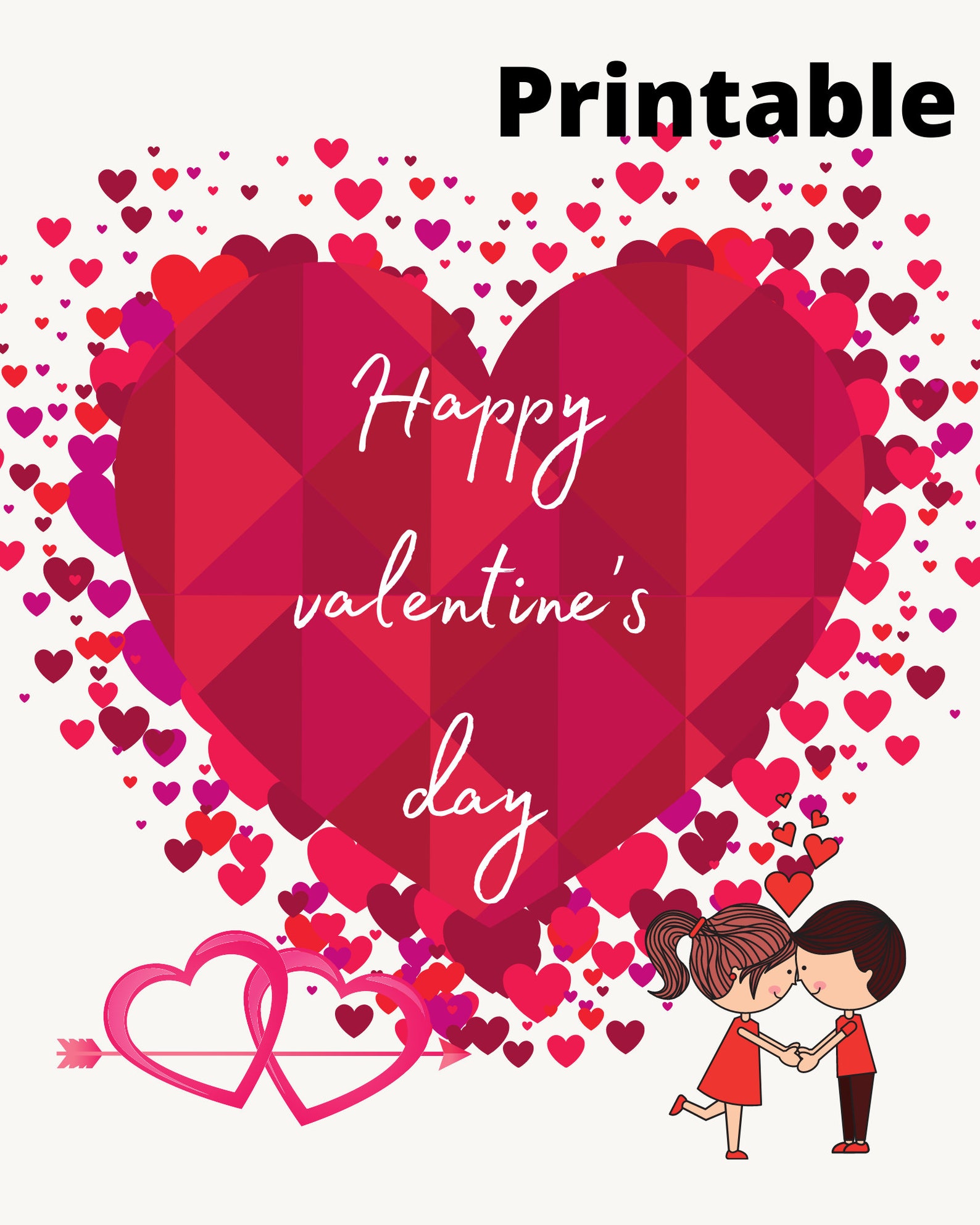 Happy Valantine's Day Hart Printable Wall Art | Etsy