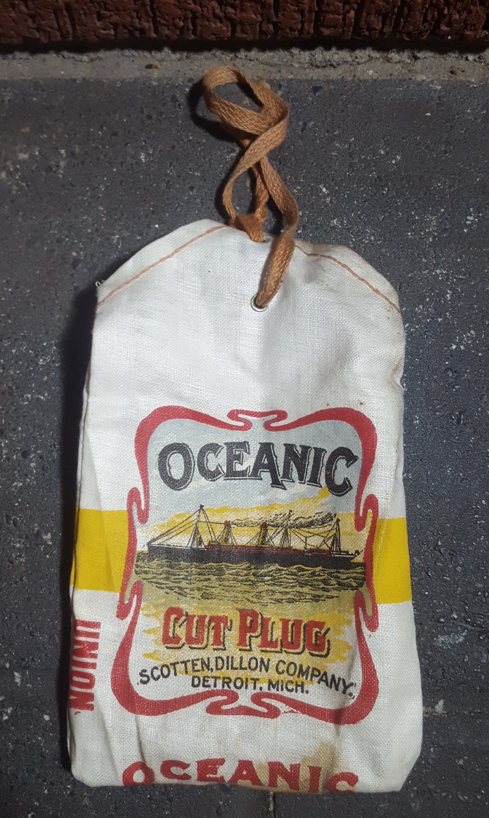 3-Vintage Original OCEANIC Cut Plug Tobacco Bag Pouch Scotten Dillon Detroit 