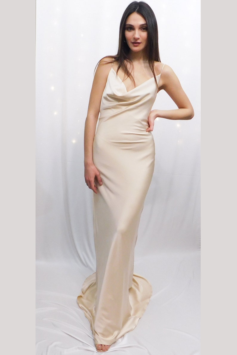 champagne slip dress long
