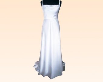 Simple Wedding Ivory Dress/Ivory Silk cowl neck slip dress with cross straps/ Reception pure silk dress