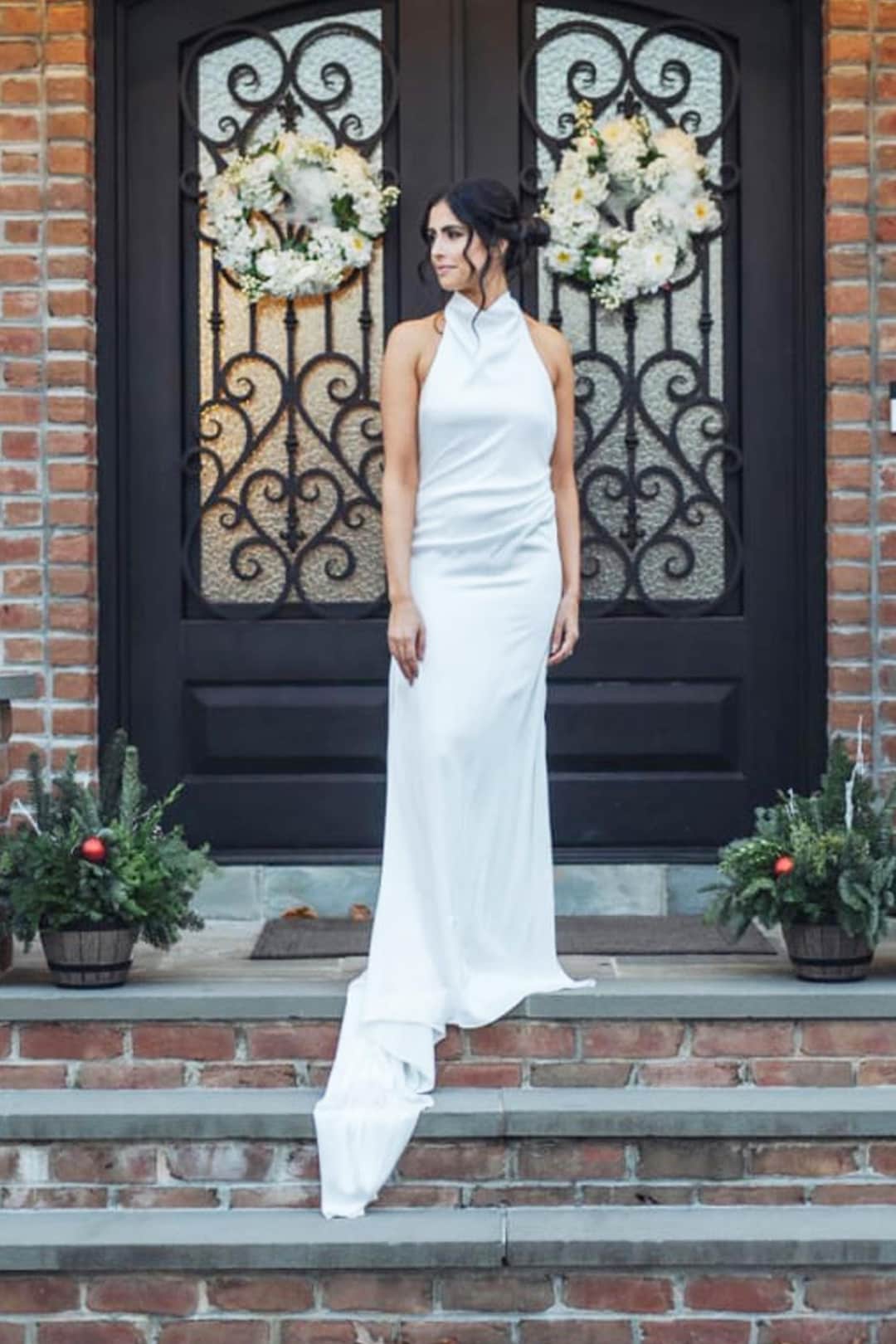 Wedding Dress Halter Top High Neck. Halter Top Reception Dress. Bridle ...