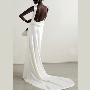 Wedding  ivory slip dress with square low back. Custom Wedding mermaid  minimalism dress. Reception dress. Mermaid long  backless Dress