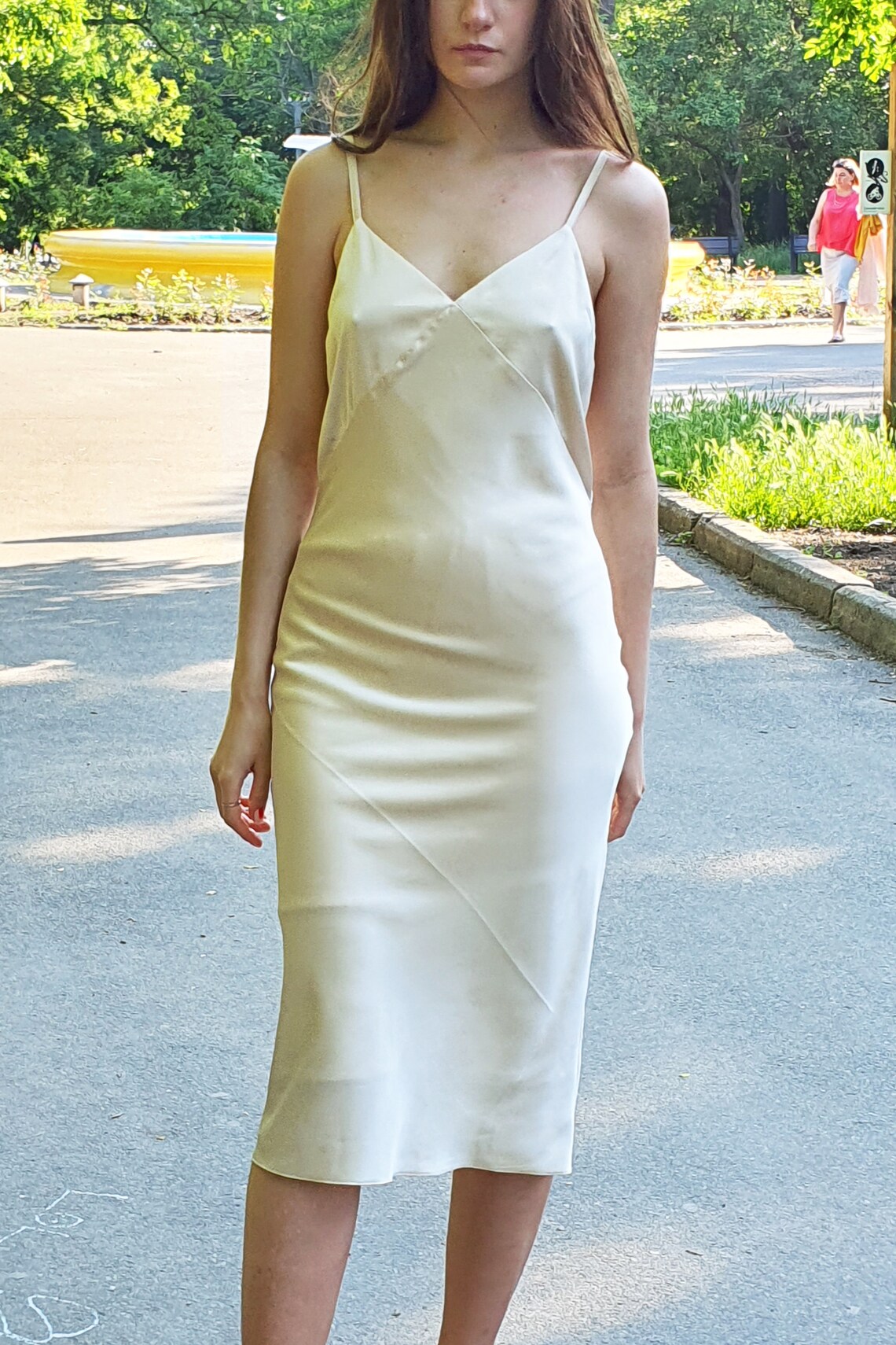Bridesmaids midi Champagne slip dress. Prom satin slip Etsy