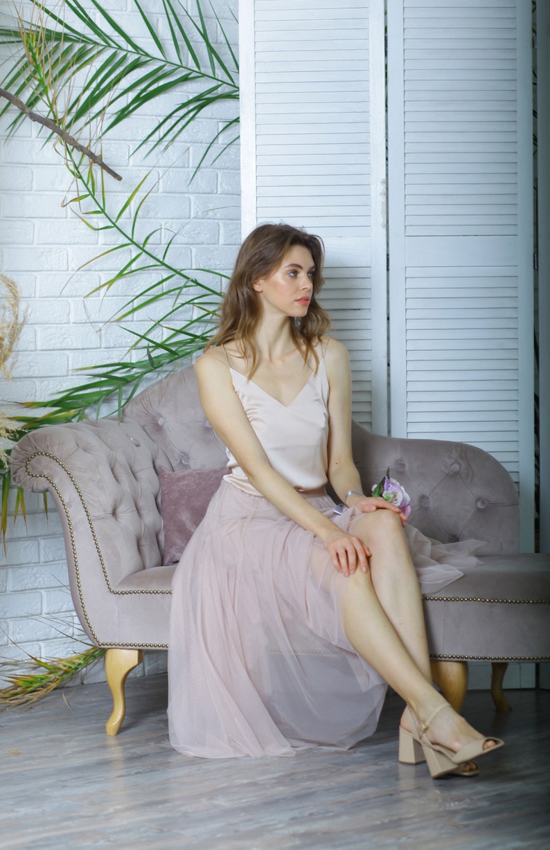 Prom tulle skirt Simple wedding tulle skirt Bridesmaids long tulle skirt Casual tulle skirt