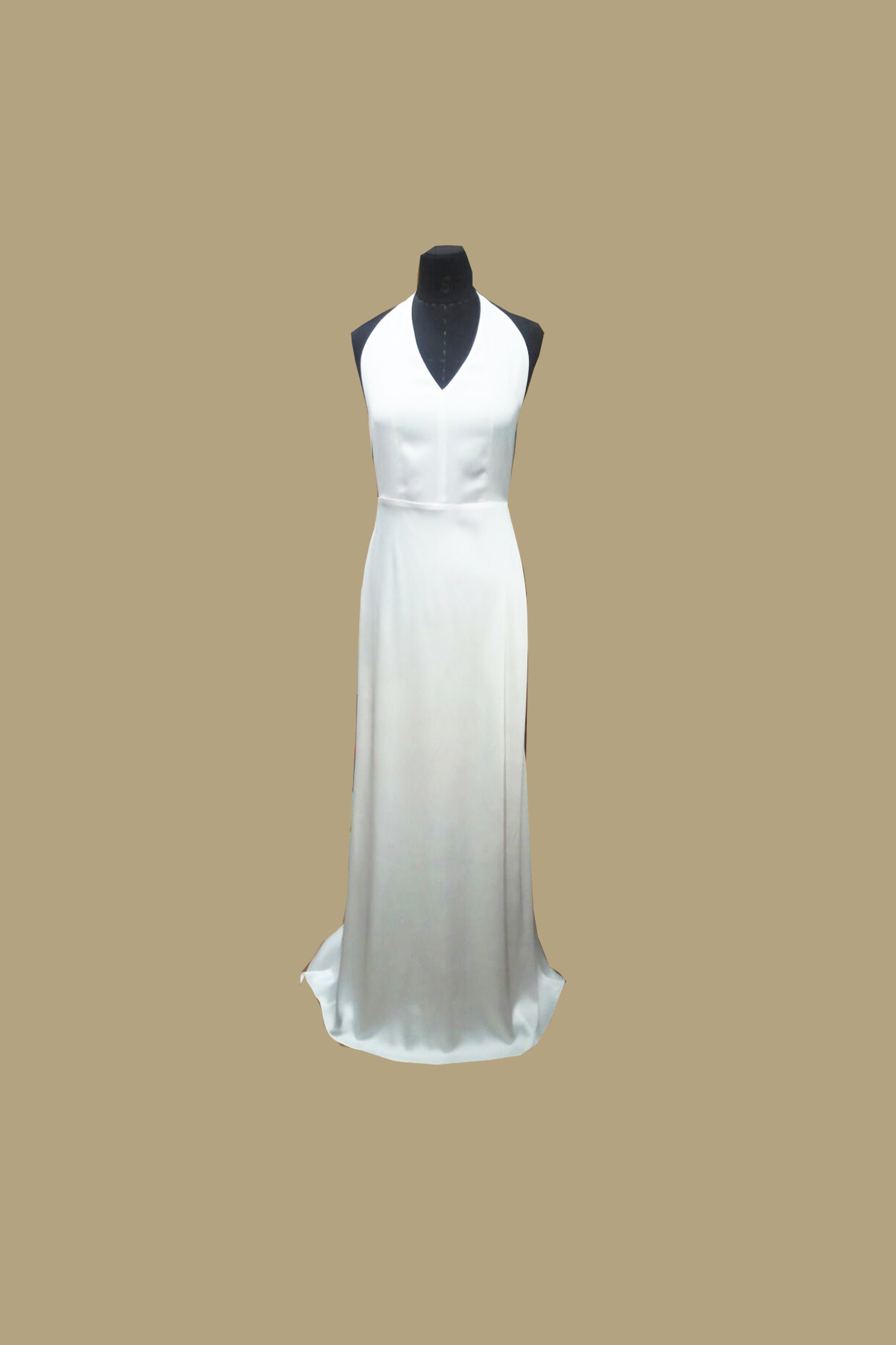 Halter top V neck backless wedding dress. Bridle backless ivory Beach Helter dress. Simple wedding Dress open back. Dress for Reception