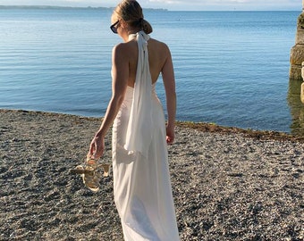 etsy backless wedding dress Satin Backless Wedding Dress