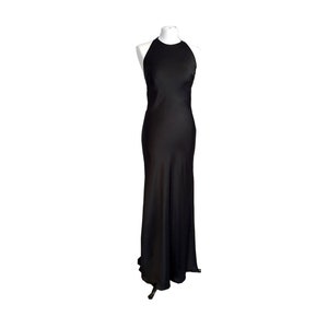 Black Wedding low open back slip dress.  Black Vintage Prom open back satin dress. Dress for Reception. Custom made  dress