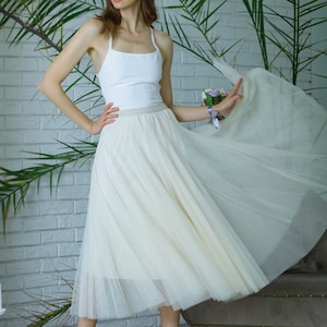 Ivoor Tule maxi rok. Prom tule rok. Bruidsmeisjes tule rok. Kerstcadeau tule rok