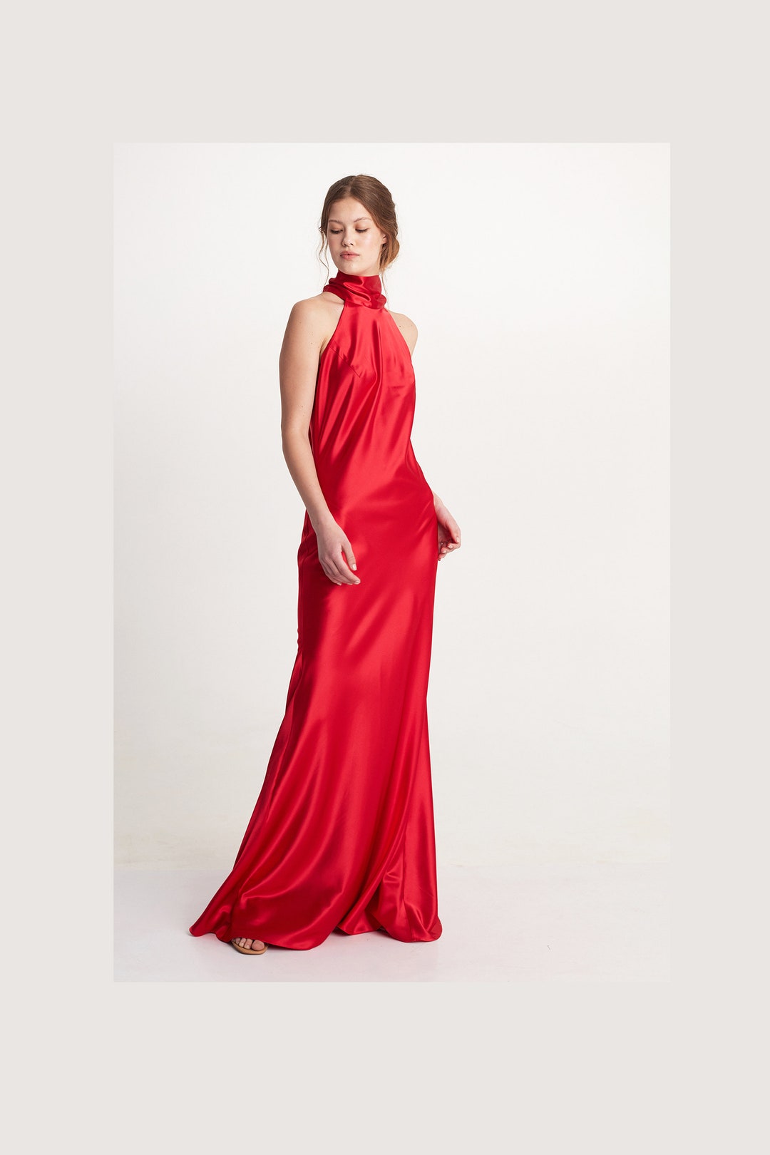 Red Beach Slip Dress Halter Top. Halter Top With Red Silk - Etsy