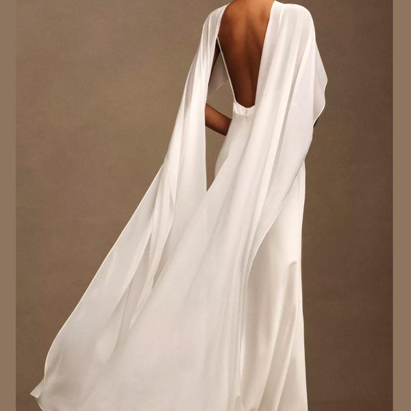 Chiffon Langes Braut Luxus Cape. Chiffon Cape für die Kirche. Empfang Umhang. Cape nach Maß