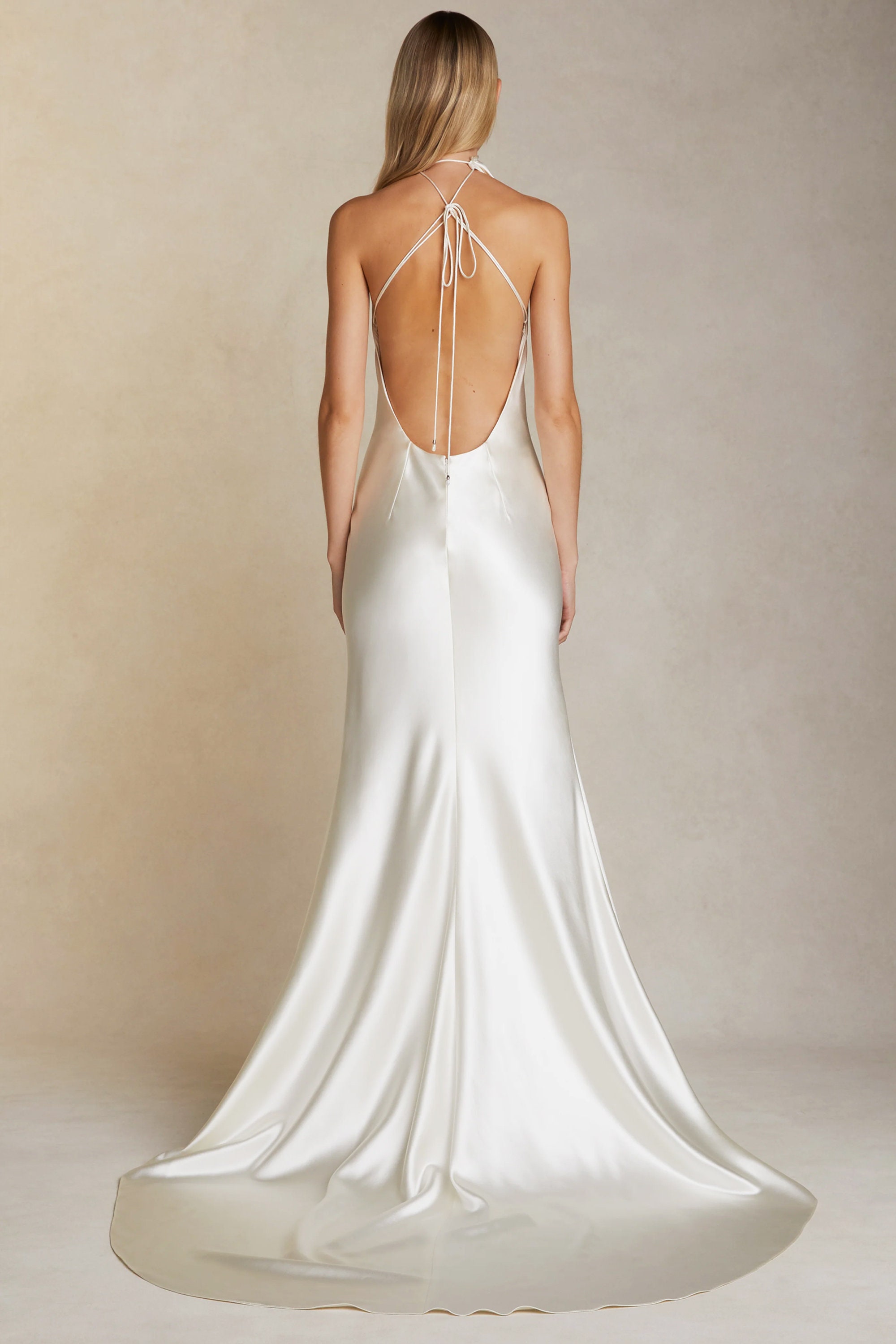 ivory halter wedding dress Zapaka Women Halter Wedding Dress Ivory Mermaid Floral Sweep Train Bridal Dress, Ivory / US14