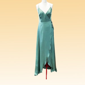 Bridesmaids Olive Wrap slip dress with cross straps,  Prom slip dress with low back, Cocktail sexy slip dress, Dress for special occasions